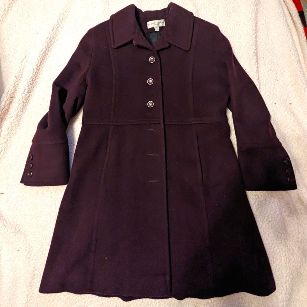 Albert Nipon Purple A-Line Trench Coat with Flared Sleeves